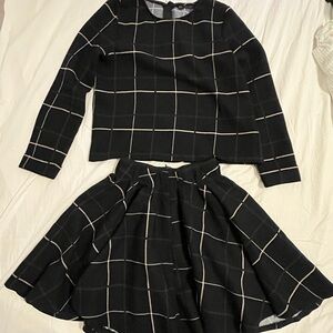 zara plaid skirt and top set size M